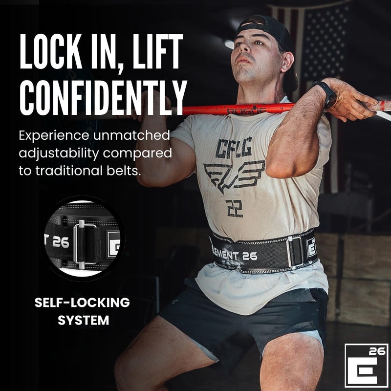 Element 26 Hybrid Leather Weight Lifting Belt for Men & Women - Self locking Adjustable Leather Belt for Powerlifting, Olympic lifting & Functional Fitness - Weight Belt, Squat Belt, Back Support - Image 3